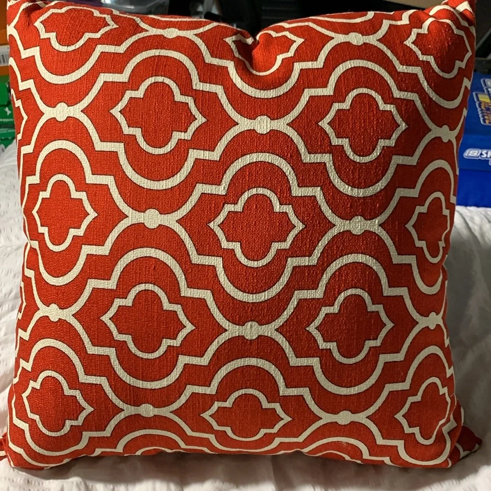Brick Red, Cream, and Black Pillow 20” x 20”